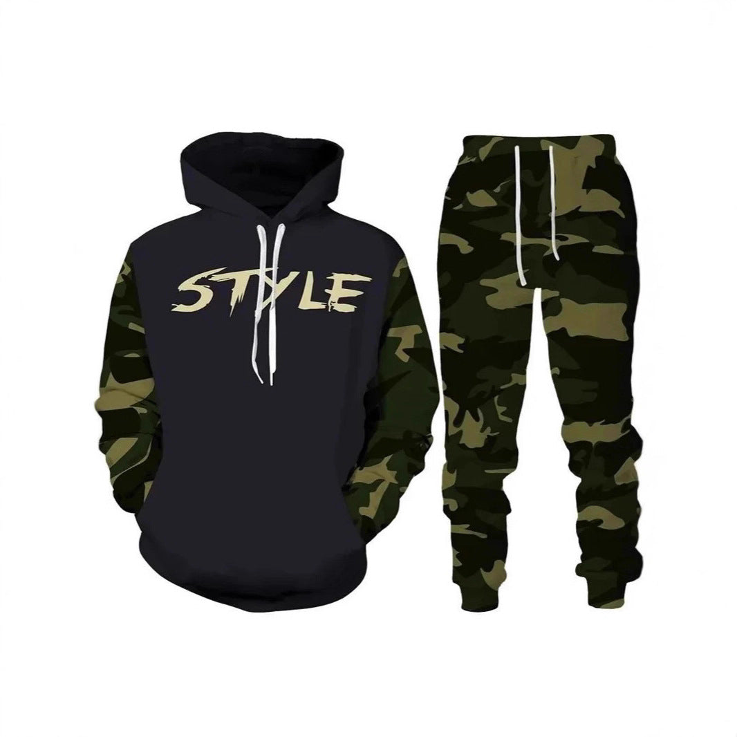 Herren Stylisches Kapuzensweatshirt und Jogginghose Set Echoarchiv