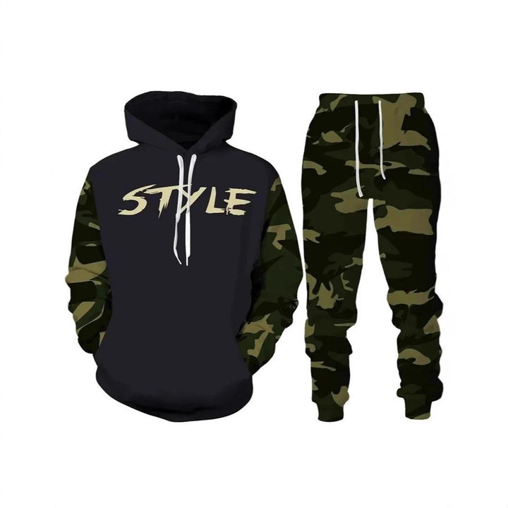 Herren Stylisches Kapuzensweatshirt und Jogginghose Set Echoarchiv