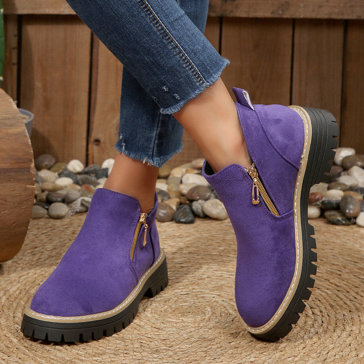 Damen Ankle-Boots mit Profilsohle, seitlichem Reißverschluss und gepolstertem Komfortschaft – Varelle