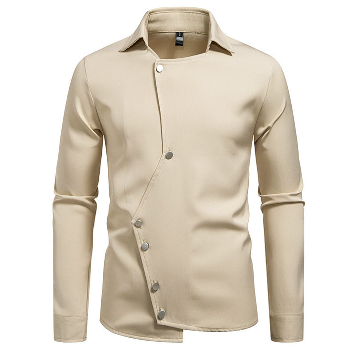 Herren Hemd mit asymmetrischem Knopfdesign und modernem Kragen Echoarchiv