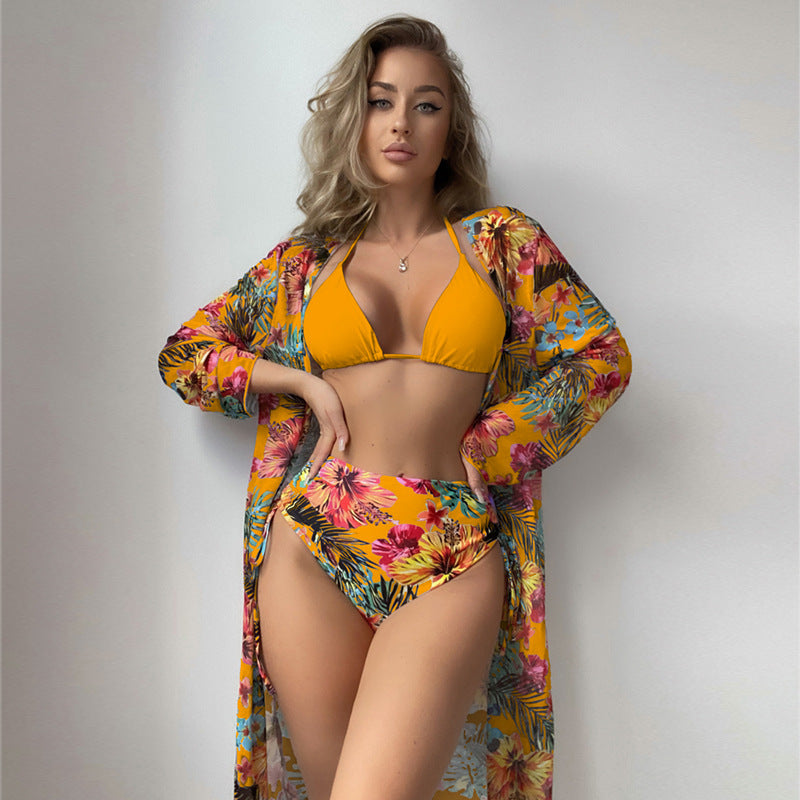 Damen Hochtaillierter Bikini mit floralem Cover-Up Echo Archiv