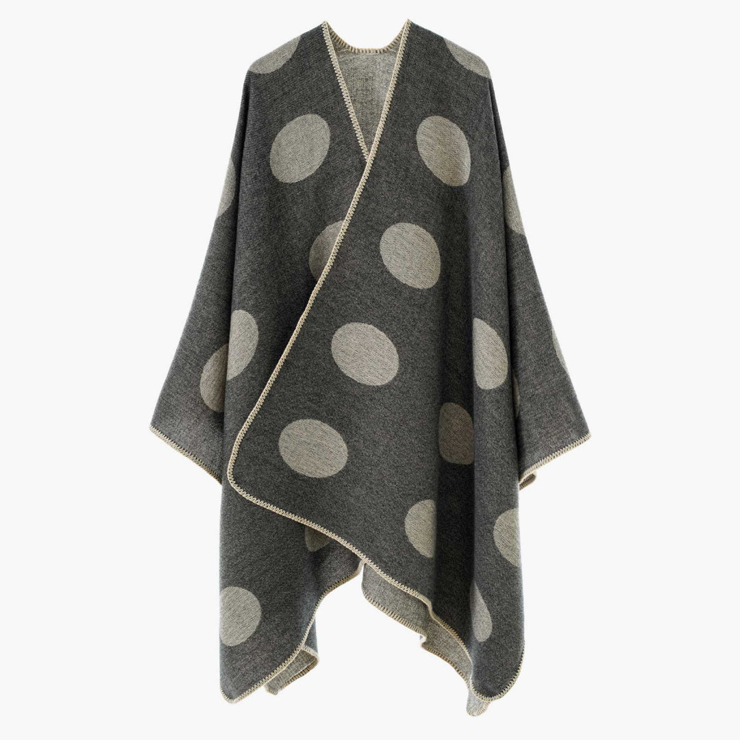 Damen Punkte-Überwurf Cape aus Wollmix mit Zierstich – Avérine