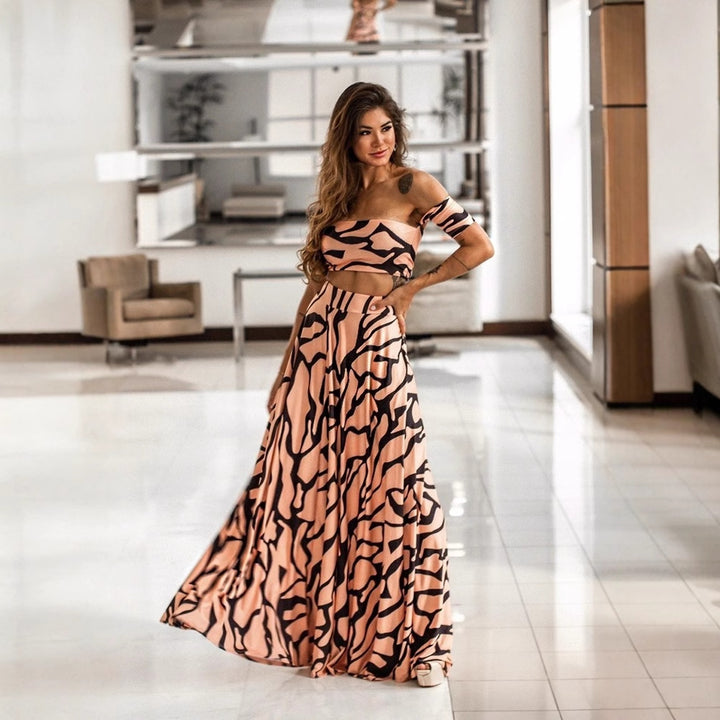 Damen Zweiteiliges Set mit cropped Oberteil und weitem Rock Echo Archiv