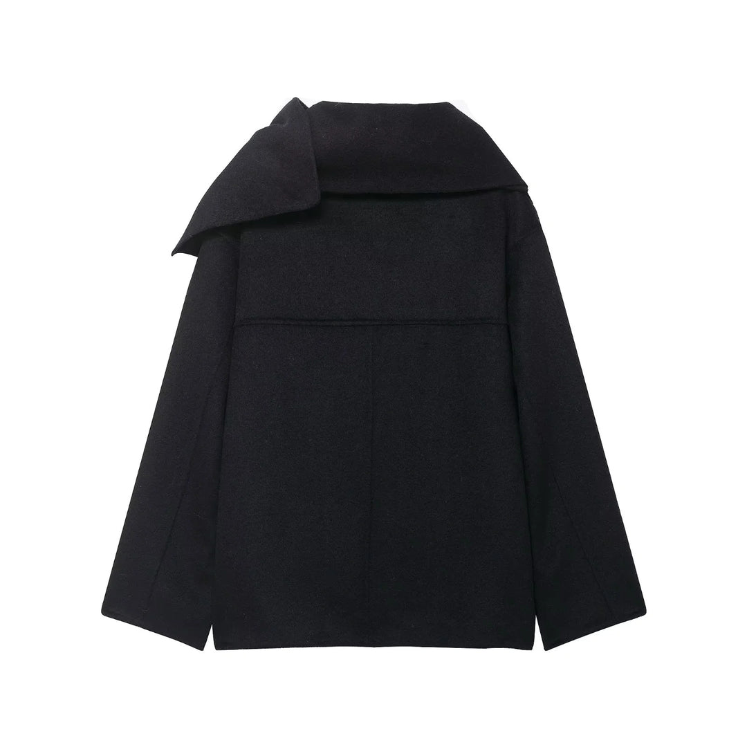 Damen Oversize Wollmantel mit voluminösem Schalkragen und verdeckter Knopfleiste – Montévia