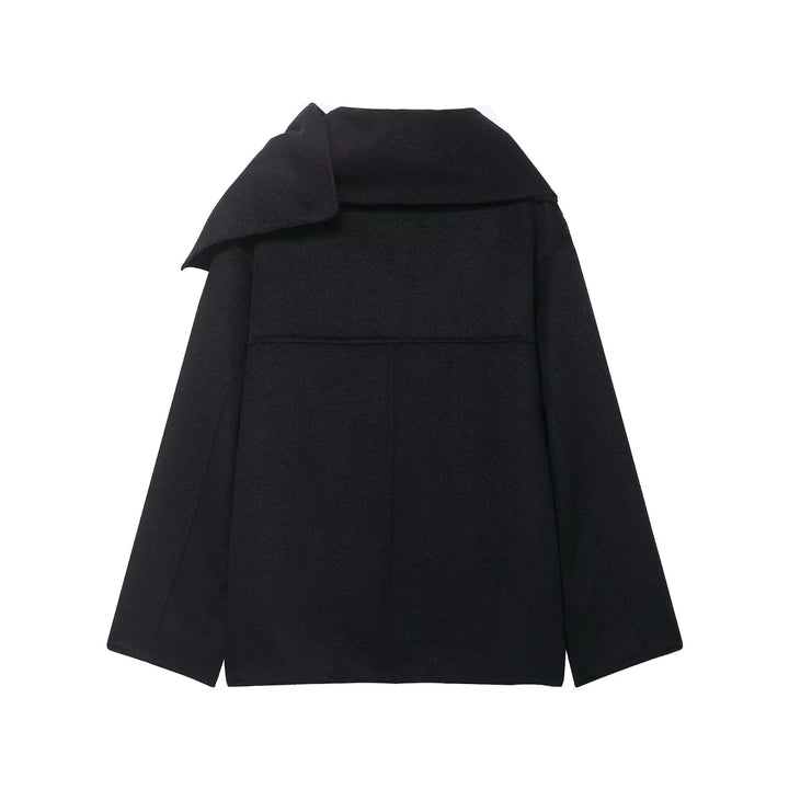Damen Oversize Wollmantel mit voluminösem Schalkragen und verdeckter Knopfleiste – Montévia