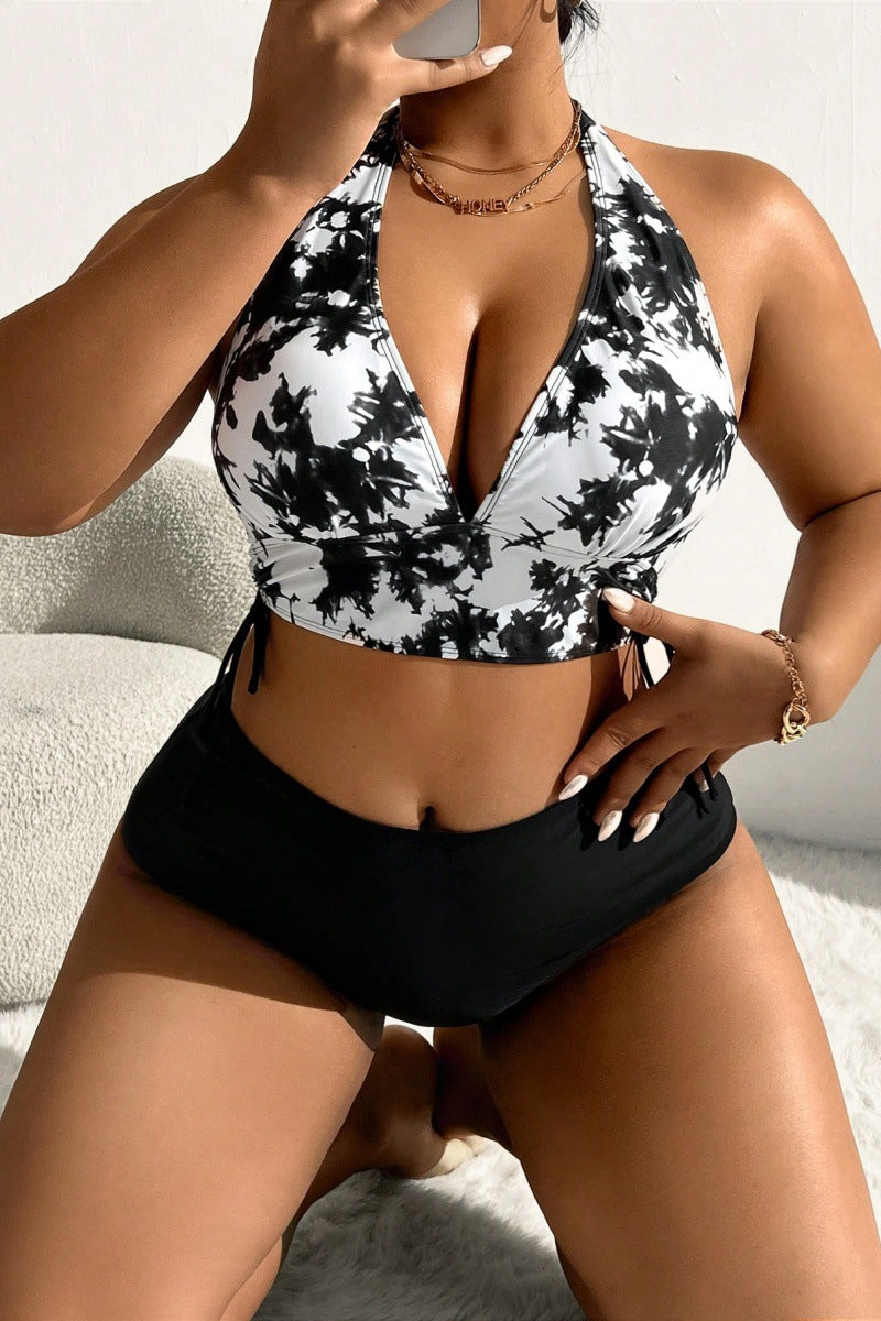 Damen Zweiteiliges Bikini-Set mit tiefem V-Ausschnitt und modischen Bindebändern Echo Archiv