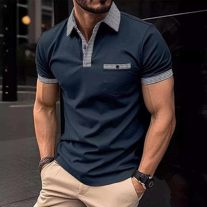 Herren Poloshirt mit stilvollem Karomuster und praktischer Brusttasche Echoarchiv