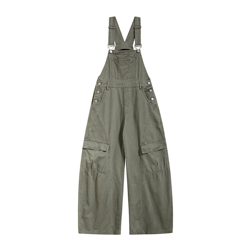 Damen weite Cargo-Latzhose mit verstellbaren Trägern und Multi-Taschen Echoarchiv