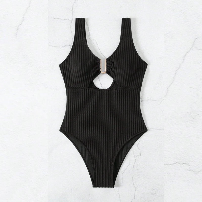 Damen Cut-Out Badeanzug mit elegantem Rippendesign Echo Archiv