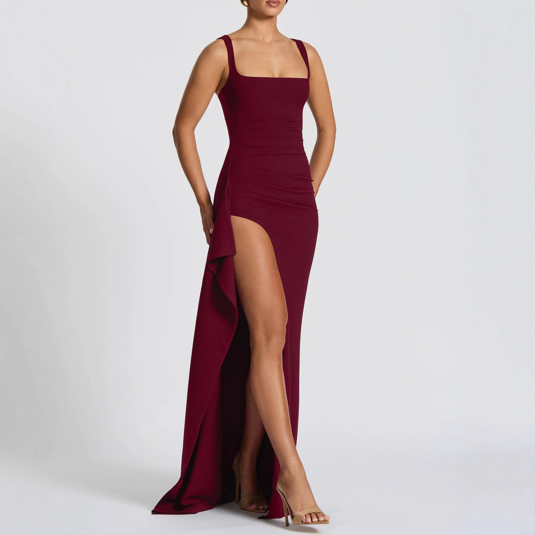 Damen Elegantes Maxikleid mit seitlichem Schlitz und raffinierten Raffungselementen Echo Archiv