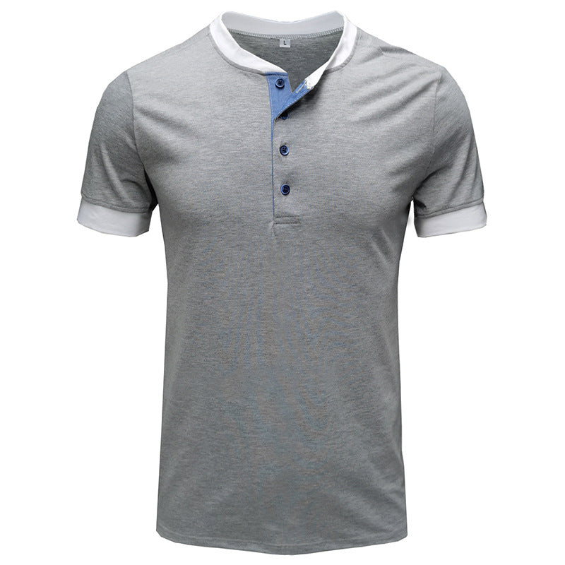 Herren T-Shirt mit Knopfleiste und kontrastierenden Ärmeln Echoarchiv