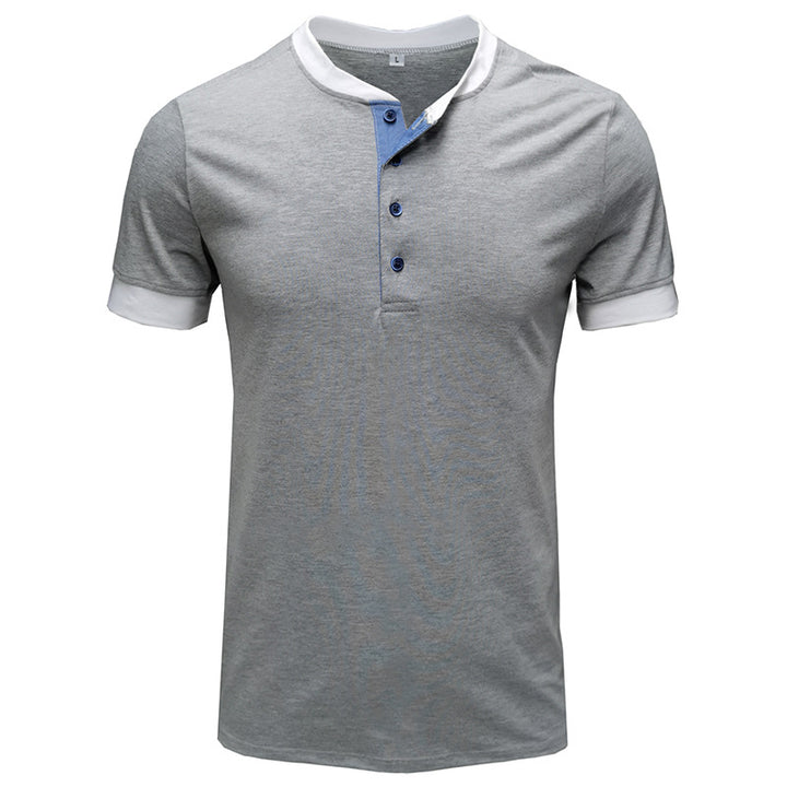 Herren T-Shirt mit Knopfleiste und kontrastierenden Ärmeln Echoarchiv