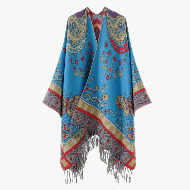 Damen Jacquard‑Überwurf im Wandteppich‑Jacquard mit Fransensaum – Avérine