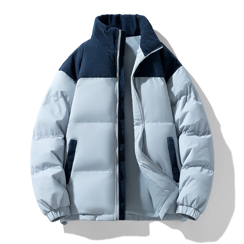 Herren gesteppte Winterjacke mit Cordbesatz, hohem Stehkragen und wärmender Isolierung Echo Archiv