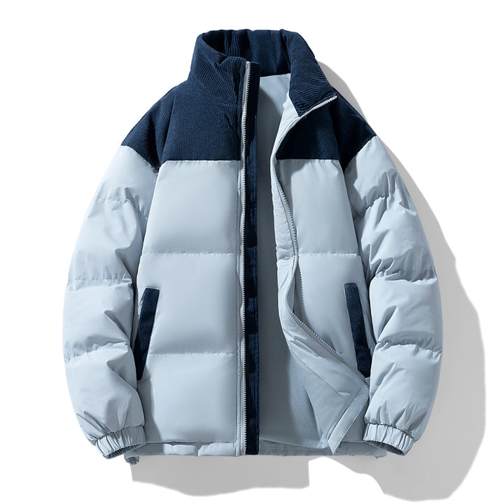 Herren gesteppte Winterjacke mit Cordbesatz, hohem Stehkragen und wärmender Isolierung Echo Archiv