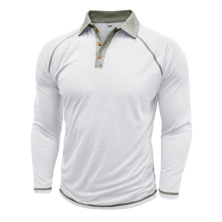 Herren Sportliches Langarm Polohemd mit strukturierter Kragenpartie und modischem Knopfdesign Echoarchiv