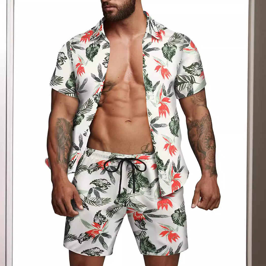 Herren kurzärmliges Hemd und Badeshorts Set Echoarchiv