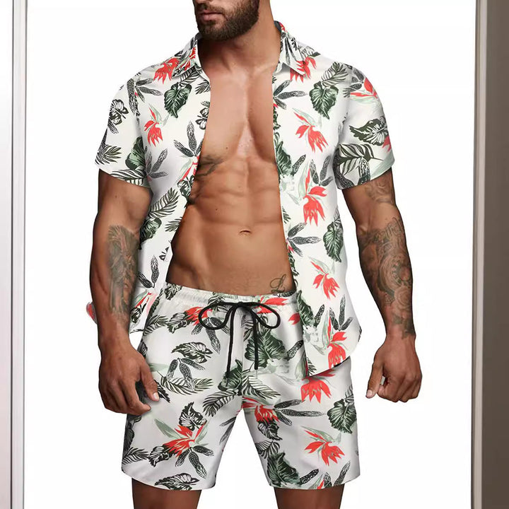 Herren kurzärmliges Hemd und Badeshorts Set Echoarchiv