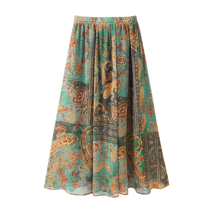 Damen nan fließender Maxi-Rock mit elastischem Bund, Paisley-Print und luftiger Chiffon-Optik Echo Archiv