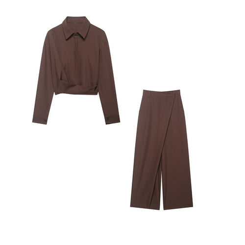 Damen Weite Highwaist Culotte‑Hose mit überlappender Wickelfront und Gürtelschlaufen Echo Archiv
