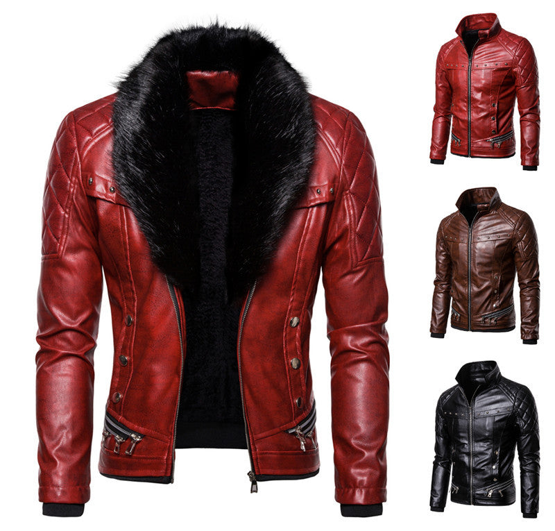 Herren Kunstlederjacke mit luxuriösem Fellkragen Echoarchiv