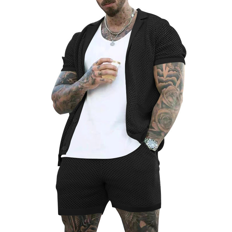 Herren atmungsaktives Sport-Outfit mit modernem Netzdesign Echoarchiv