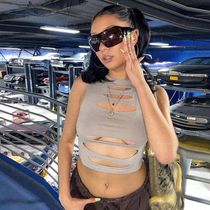 Damen Cut-Out Crop-Top Echo Archiv