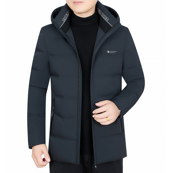 Herren Wattierter City-Mantel mit Kapuze, nahtlosem Minimaldesign und winddichter Performance-Außenhaut – Montevé