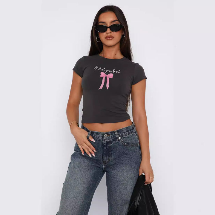 Damen bequemes Crop-Top mit modischem Druck Echo Archiv