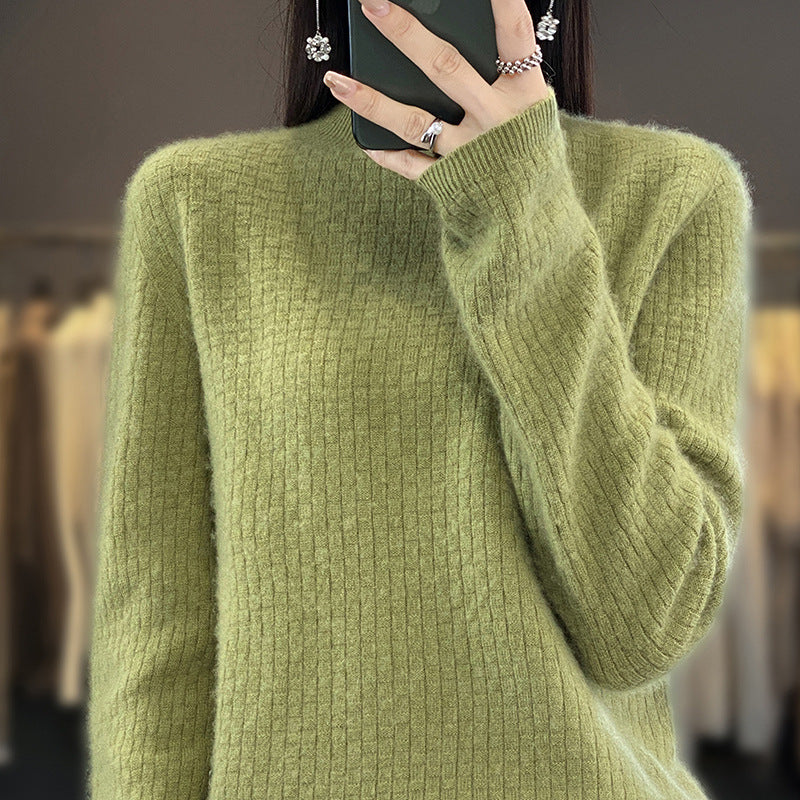 Damen Weicher Boxy-Mockneckpullover im Mohair-Look mit feiner Kastenrippenstruktur Echoarchiv