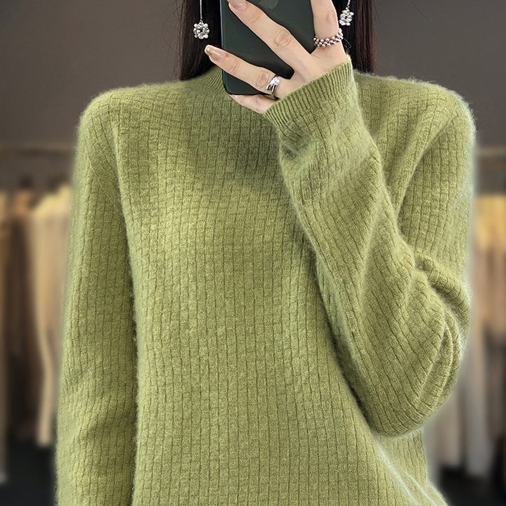 Damen Weicher Boxy-Mockneckpullover im Mohair-Look mit feiner Kastenrippenstruktur Echoarchiv