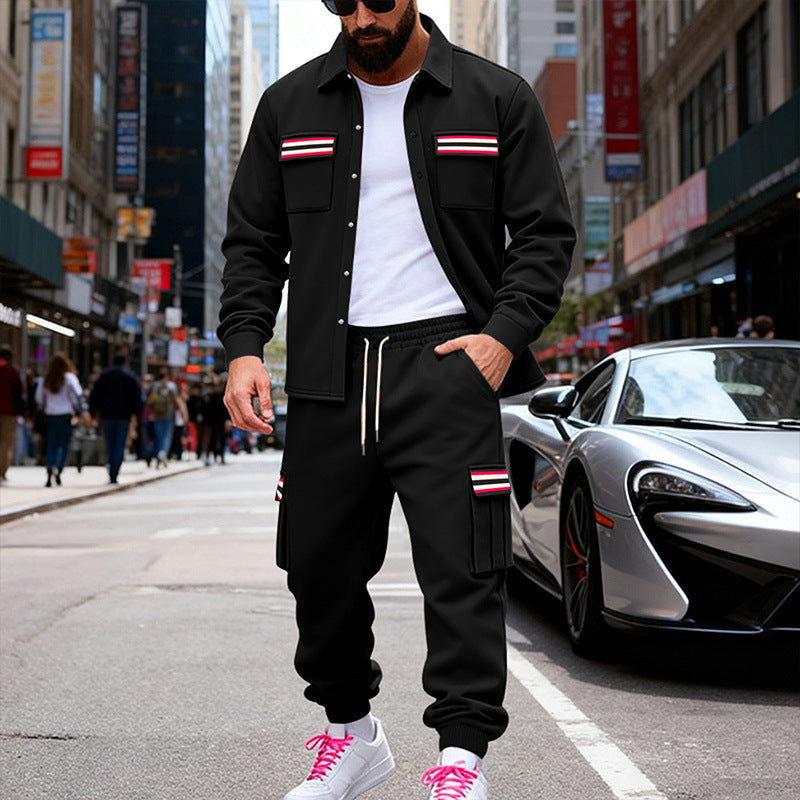 Herren Urbanes zweiteiliges Utility-Joggingset mit Overshirt und Cargo-Hose Echoarchiv