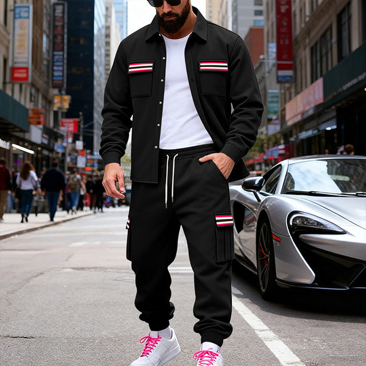 Herren Urbanes zweiteiliges Utility-Joggingset mit Overshirt und Cargo-Hose Echoarchiv