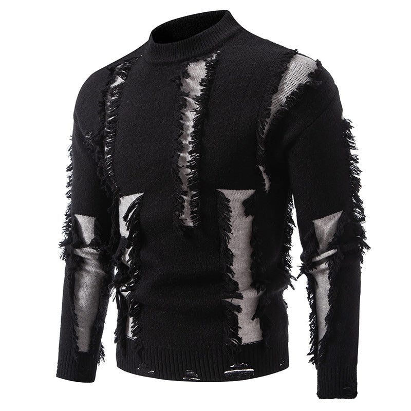 Herren moderner Strickpullover mit trendigen Fransen und einzigartigem Design Echoarchiv