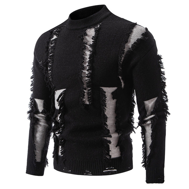 Herren moderner Strickpullover mit trendigen Fransen und einzigartigem Design Echoarchiv