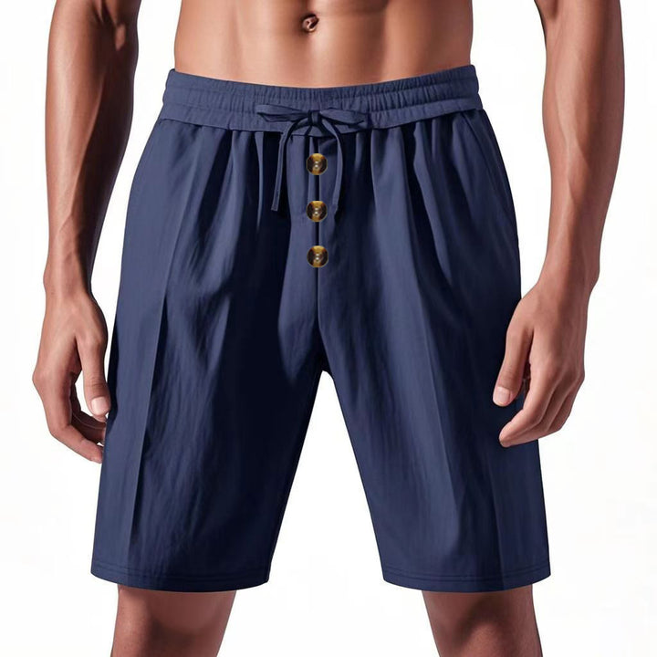 Herren Freizeit-Shorts mit dekorativen Knöpfen und elastischem Bund Echoarchiv