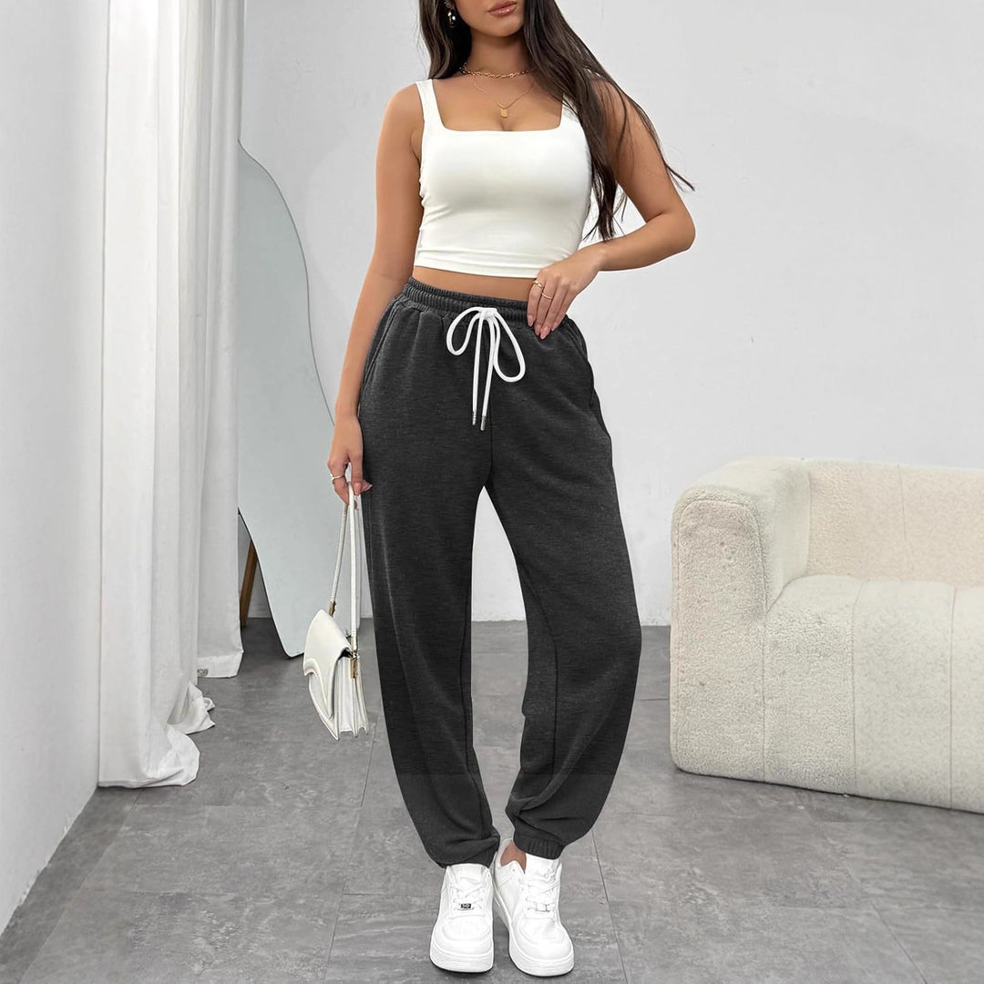 Damen High-Waist Jogginghose mit Tunnelzug, elastischen Bündchen und Seitentaschen Echoarchiv
