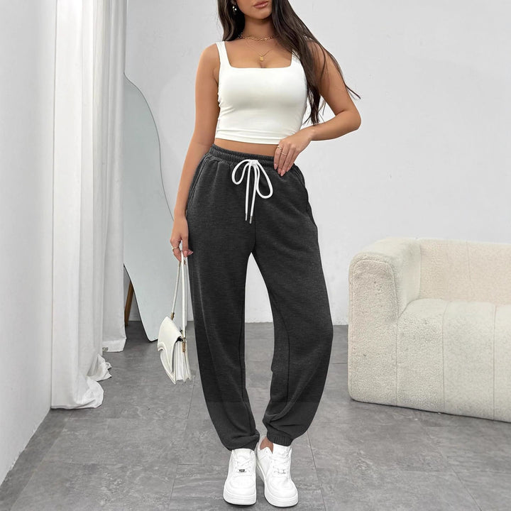 Damen High-Waist Jogginghose mit Tunnelzug, elastischen Bündchen und Seitentaschen Echoarchiv
