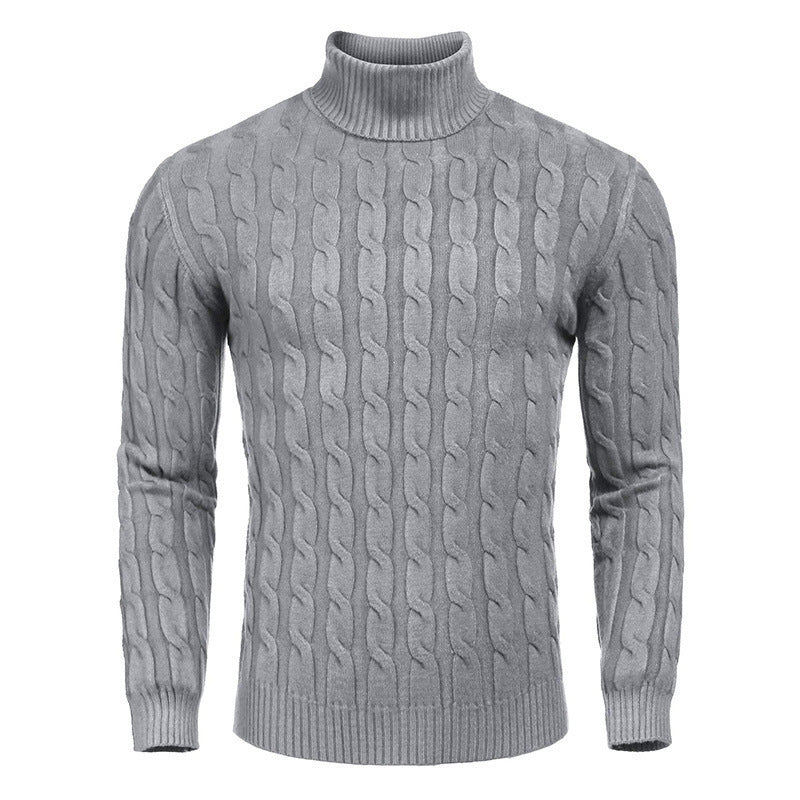 Herren Strickpullover mit hohem Kragen und Zopfmuster Echoarchiv