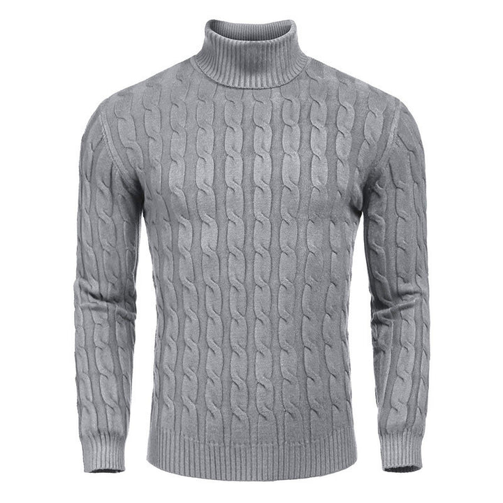 Herren Strickpullover mit hohem Kragen und Zopfmuster Echoarchiv