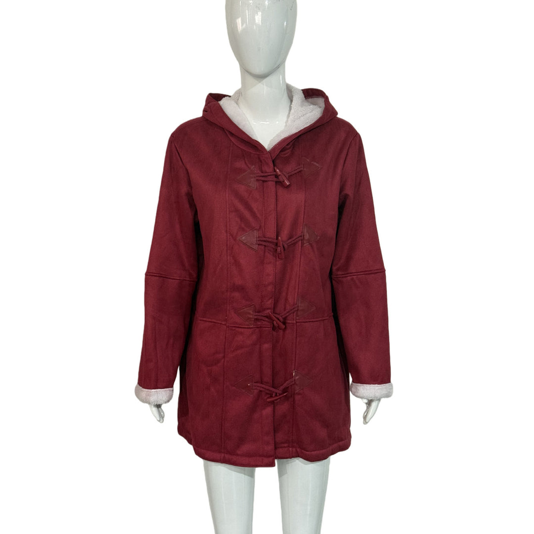 Damen Kapuzen-Dufflecoat mit Kunstfellbesatz und KnEchoarchivelverschlüssen Echoarchiv