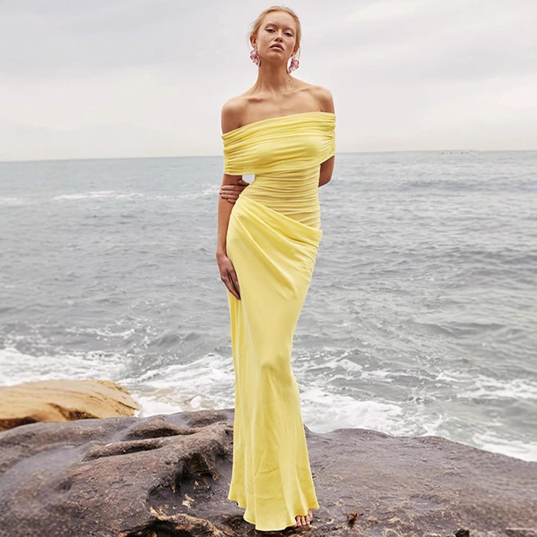 Damen Elegantes Wickelkleid mit Off-Shoulder Design und Drapierungseffekt Echo Archiv