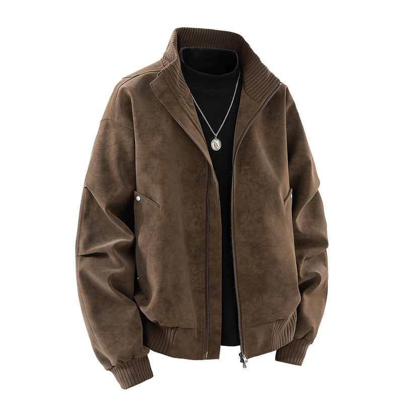 Herren Modische Bomberjacke aus Kunstleder Echo Archiv
