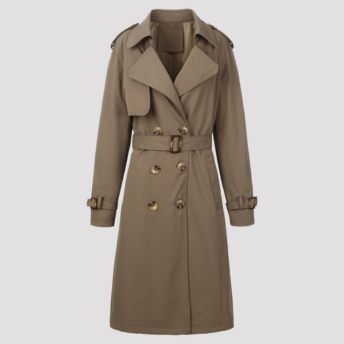 Damen Modischer Lang-Trenchcoat mit Gürtel Echo Archiv