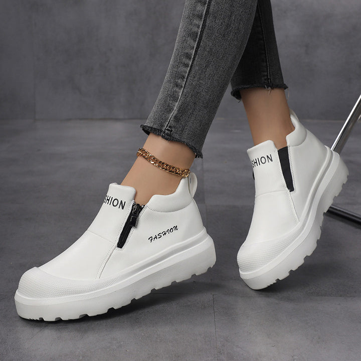 Damen nan Plateau-Sneaker mit seitlichem Reißverschluss, gepolstertem Komfortfußbett und profiliertem Laufprofil Echo Archiv