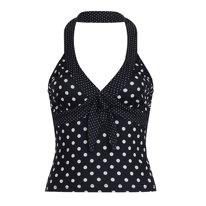 Damen Haltertop mit verspieltem Punkte-Design und einzigartigem Schnürdetail Echo Archiv