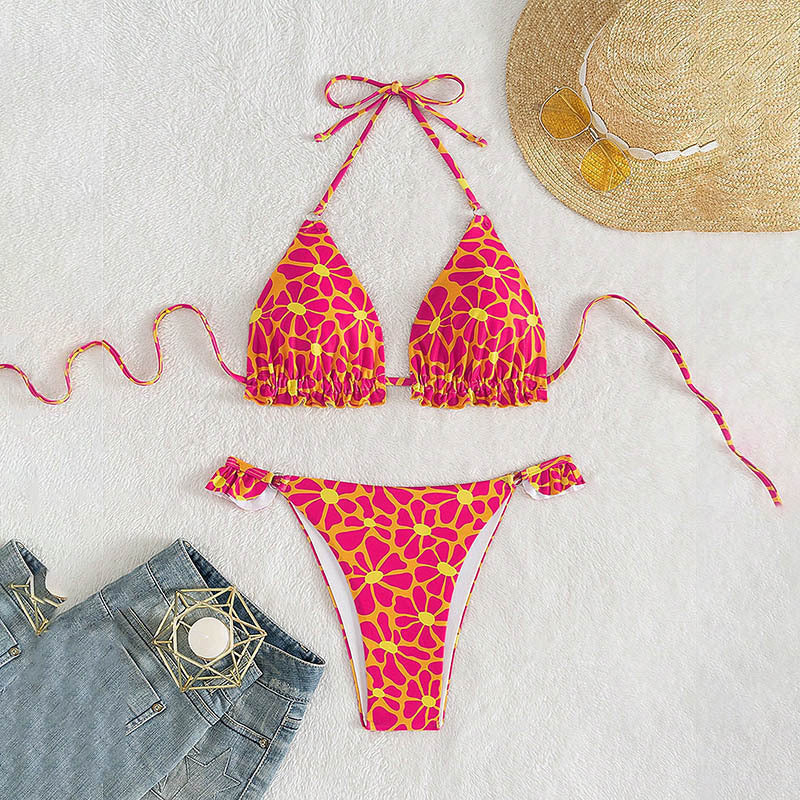 Damen Triangel-Bikini mit verspieltem Blumenmuster Echo Archiv