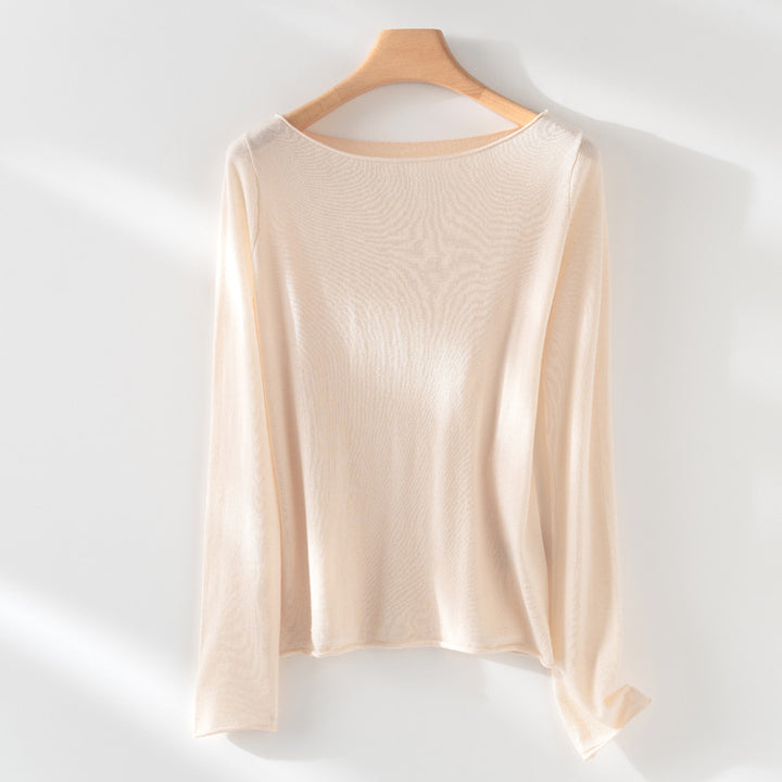 Damen Langarm-Feinstrickshirt mit U-Boot-Ausschnitt und leichtem Fall Echo Archiv