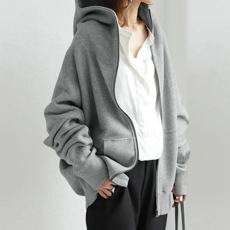 Damen nan übergroße Kapuzenjacke mit Reißverschluss und Kängurutasche aus flauschigem Fleece Echo Archiv