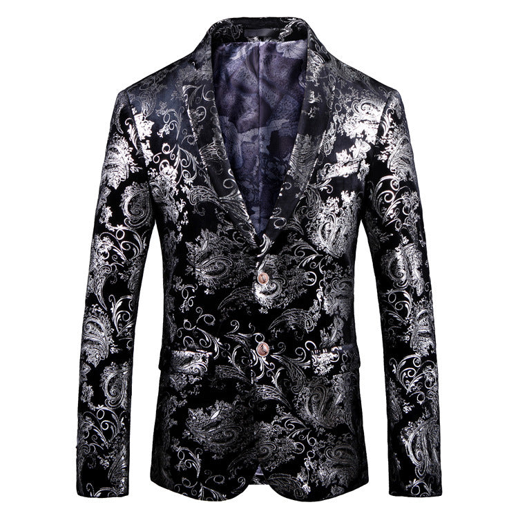 Herren eleganter Smoking-Blazer mit floralen Paillettenmustern Echoarchiv